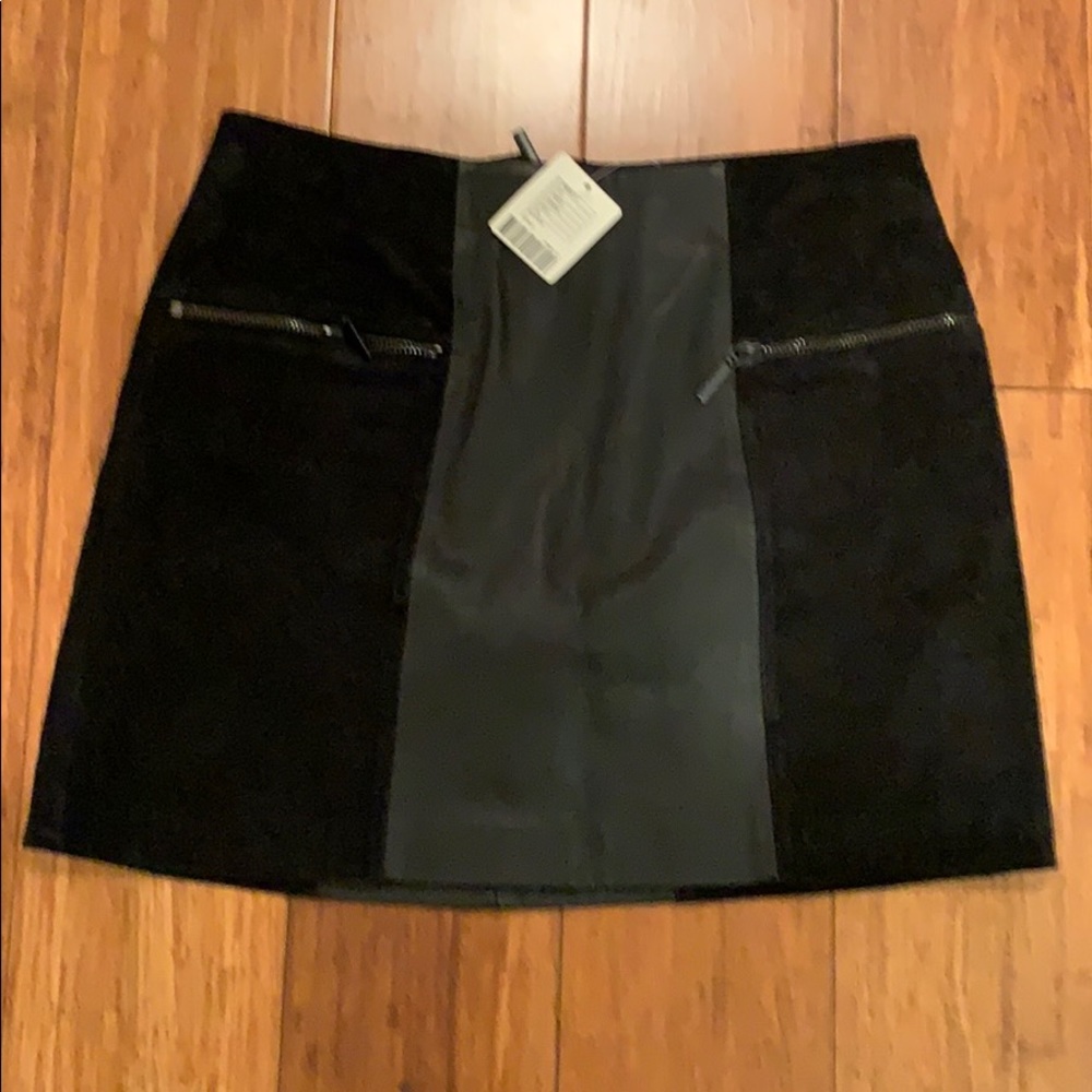 Leather and suede skirt